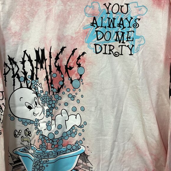 Broken Promises X Casper Do Me Dirty Bubble Bath Pink Tie Dye Long Sleeve T-Shir - Picture 2 of 5
